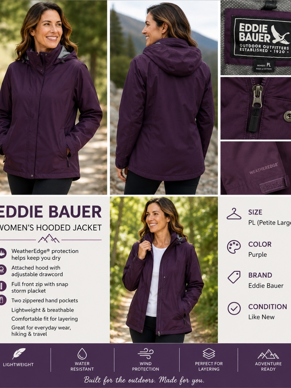 Eddie Bauer Women's Hooded Jacket - Purple